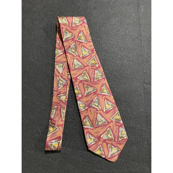 VTG 90s Roberts Executive Accessories Silk Necktie‎ Geometric Print Tie 55"x3.5" - Picture 1 of 3